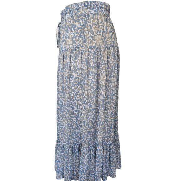 DKNY Animal Print Tiered Maxi Skirt Size L Boho Y2K Cottagecore - Picture 7 of 13